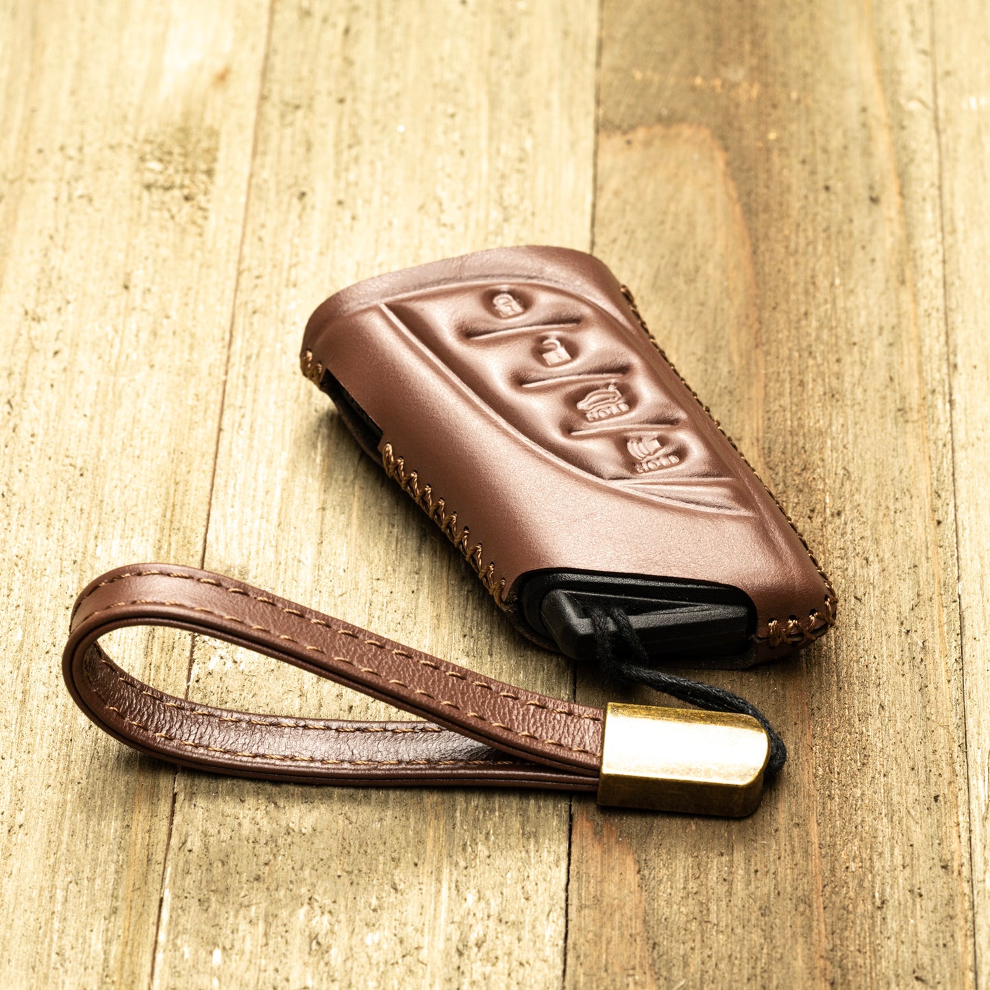 Vitodeco Superior 4-Button Genuine Premium Cowhide Leather Key Fob Case Compatible with Lexus RX, Lexus ES, Lexus UX, Lexus NX, Lexus GX, Lexus LX 600