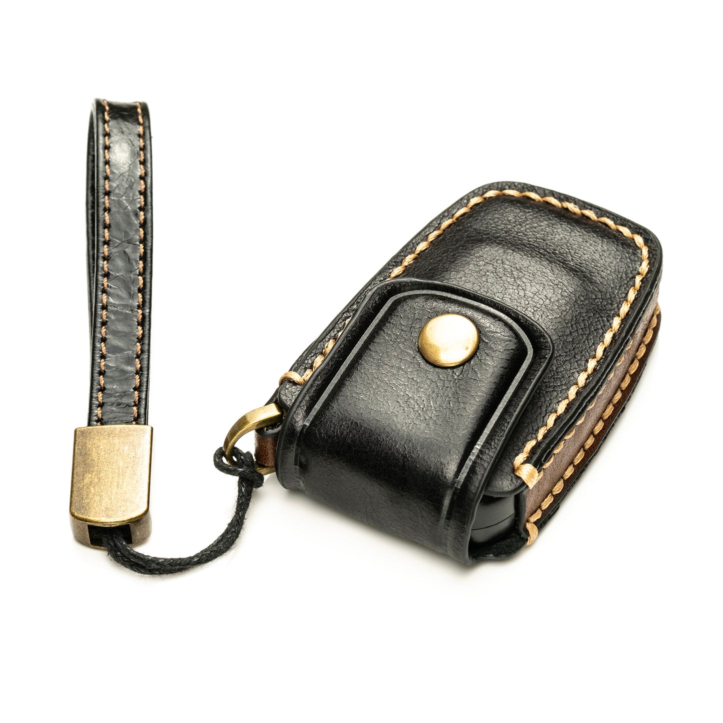 Vitodeco Superior Leather Key Fob Case Compatible for Toyota Rav4, Camry, Prius, Highlander, CH-R, Avalon, Toyota 86, Mirai, 3-Button