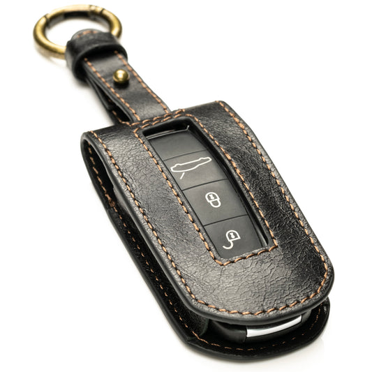 Vitodeco Superior Leather Key Fob Case Compatible for 2020-2024 Porsche Cayenne, Macan, Panamera, 718, 911, 3-Button