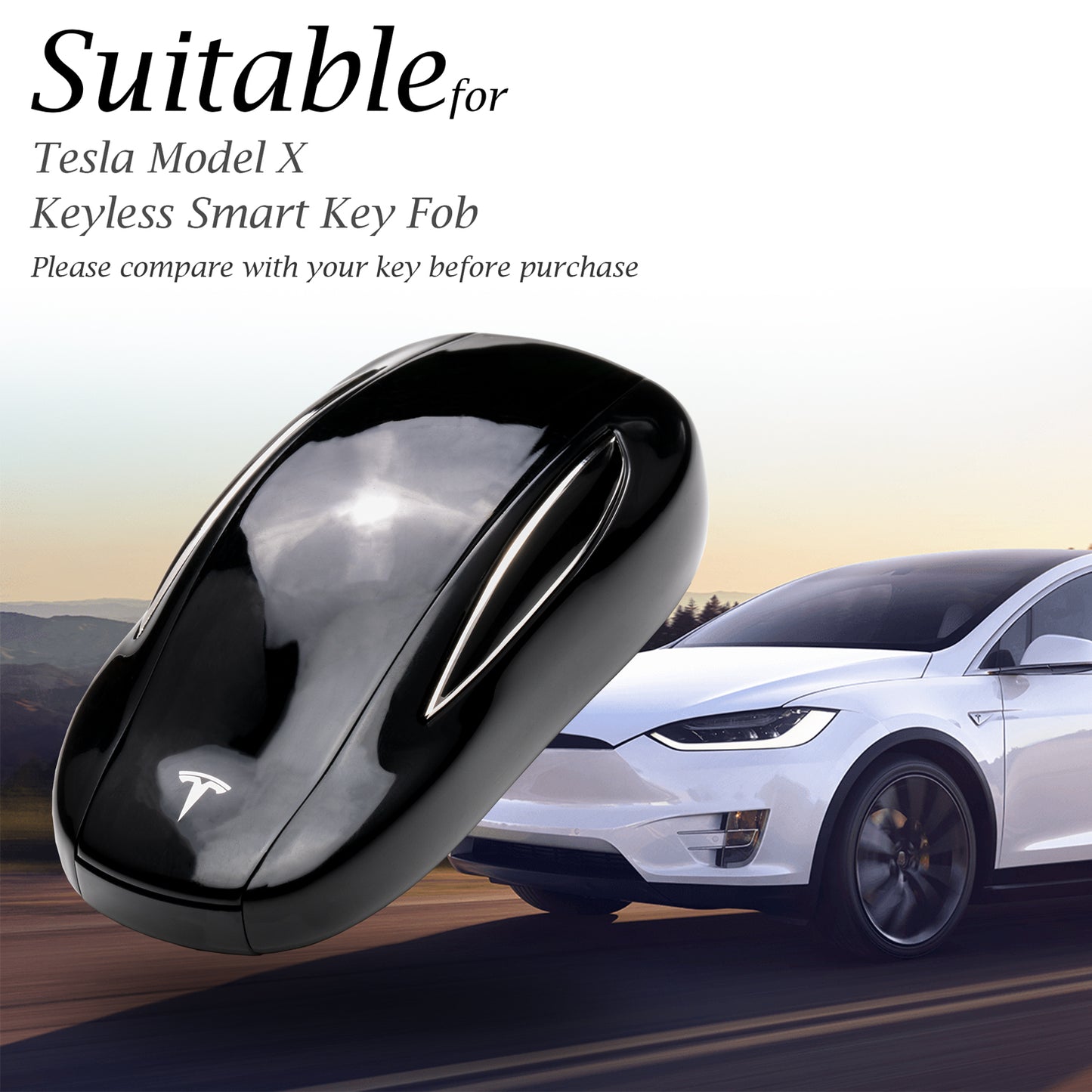 Vitodeco Genuine Leather Smart Key Fob Compatible for Tesla Model X