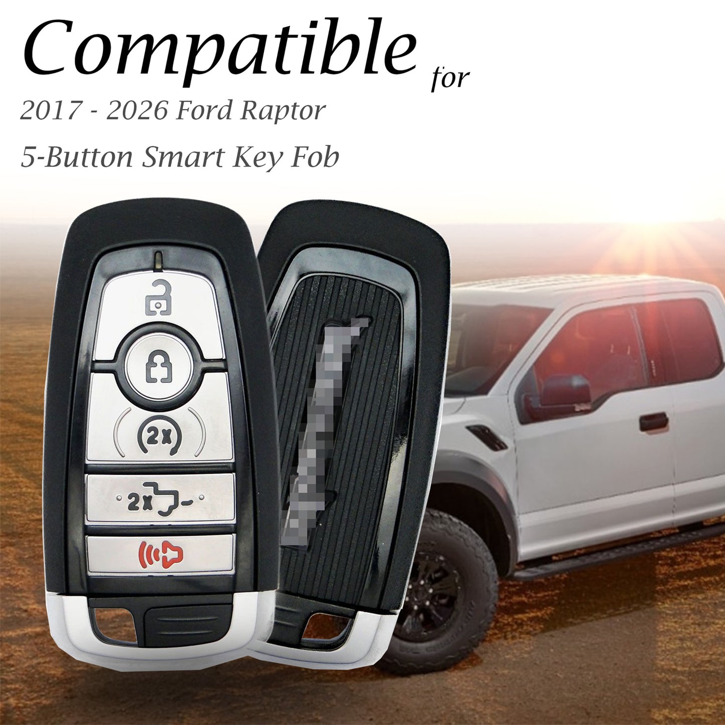 Vitodeco Genuine Leather Smart Key Fob Case Compatible with Ford Raptor (2017-2026 Models) - 5-Button