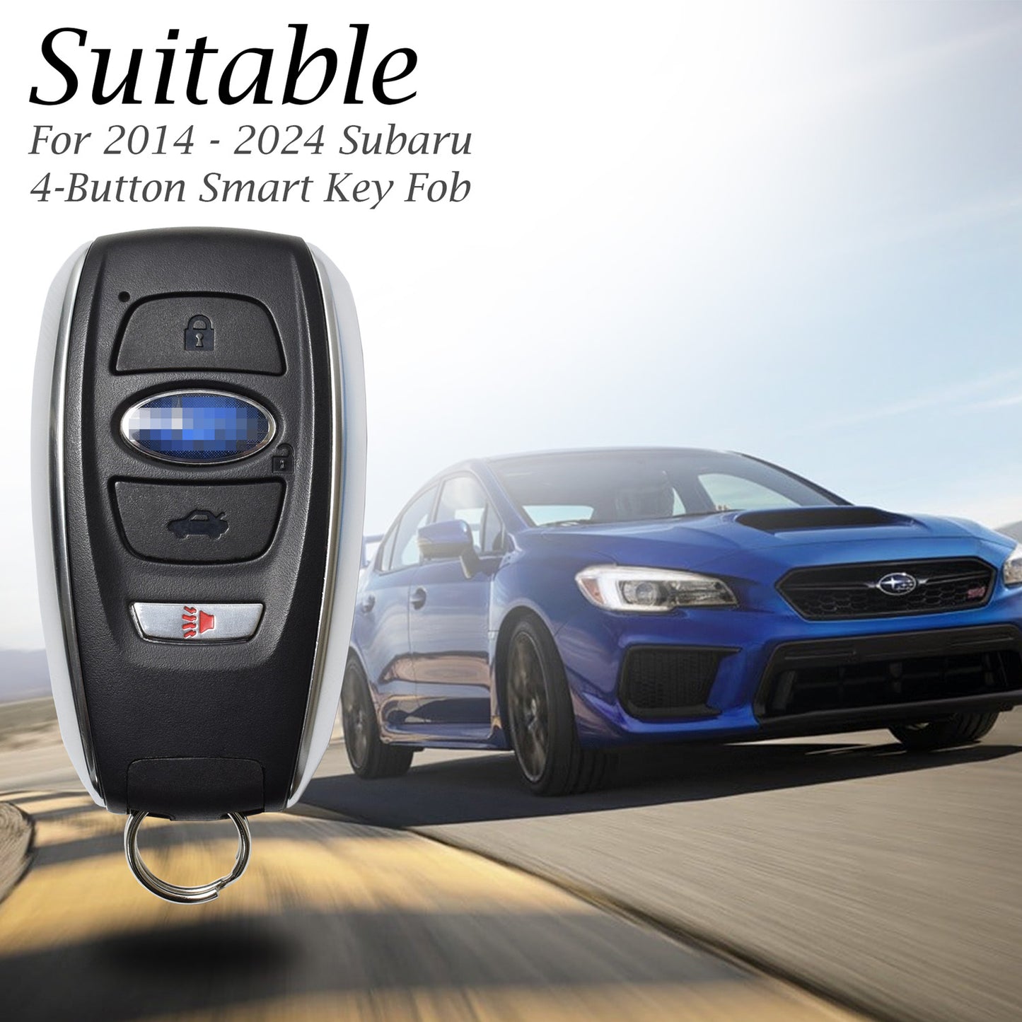 Vitodeco 4-Button Leather Smart Key Fob Case Cover Compatible with Subaru Forester, Impreza, Outback, WRX, BRZ, XV Crosstrek, Ascent, Solterra 2014 - 2024