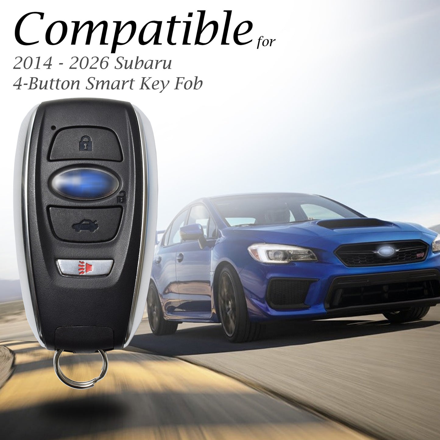 Vitodeco 3D Superior Leather Smart Key Fob Case Cover Compatible with Subaru Forester, Impreza, Outback, WRX, BRZ, XV Crosstrek, Ascent, Solterra (2014 - 2026 Models) - 4 Buttons, Black/Orange