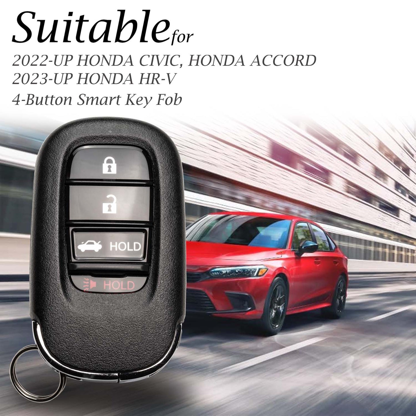 Vitodeco Leather Key Fob Case Compatible for Honda Civic, Honda Civic Hatchback, Honda Accord, Honda HR-V, Honda CRV, Honda Pilot 2023-2025, 4-Button